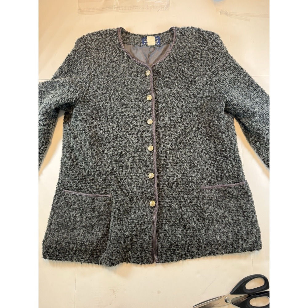 Vintage Willow Ridge Wool Blend Boucle Cardigan Jacket Wmns 18 Cottage Core USA